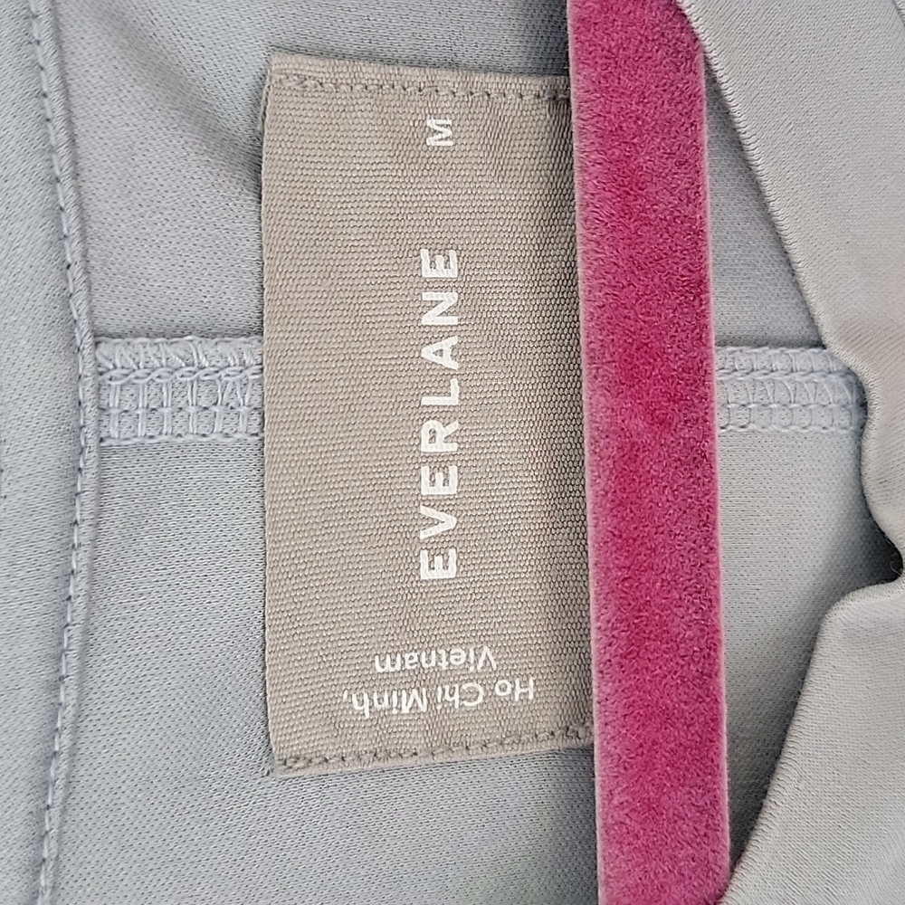 Everlane Cotton Tee Dress Tie Front Sz M Blue Gray One Side Slit Relaxed Fit - Picture 10 of 12